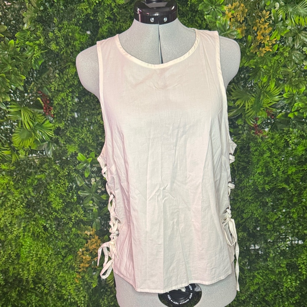 Ramy Brook Ivory Tank Top with Side Lacing